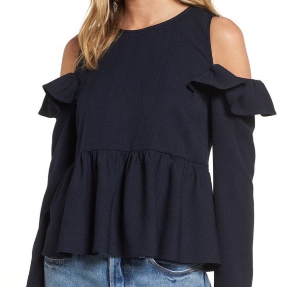 bp Tops - NWT BP. #86 Subtle Plaid Cold Shoulder Top Blouse